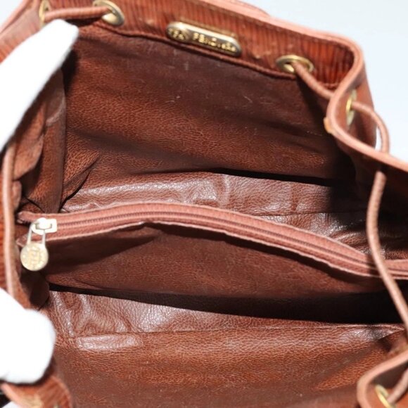 FENDI Shoulder Bag Leather Brown Gold Auth am8357 - Picture 12 of 16